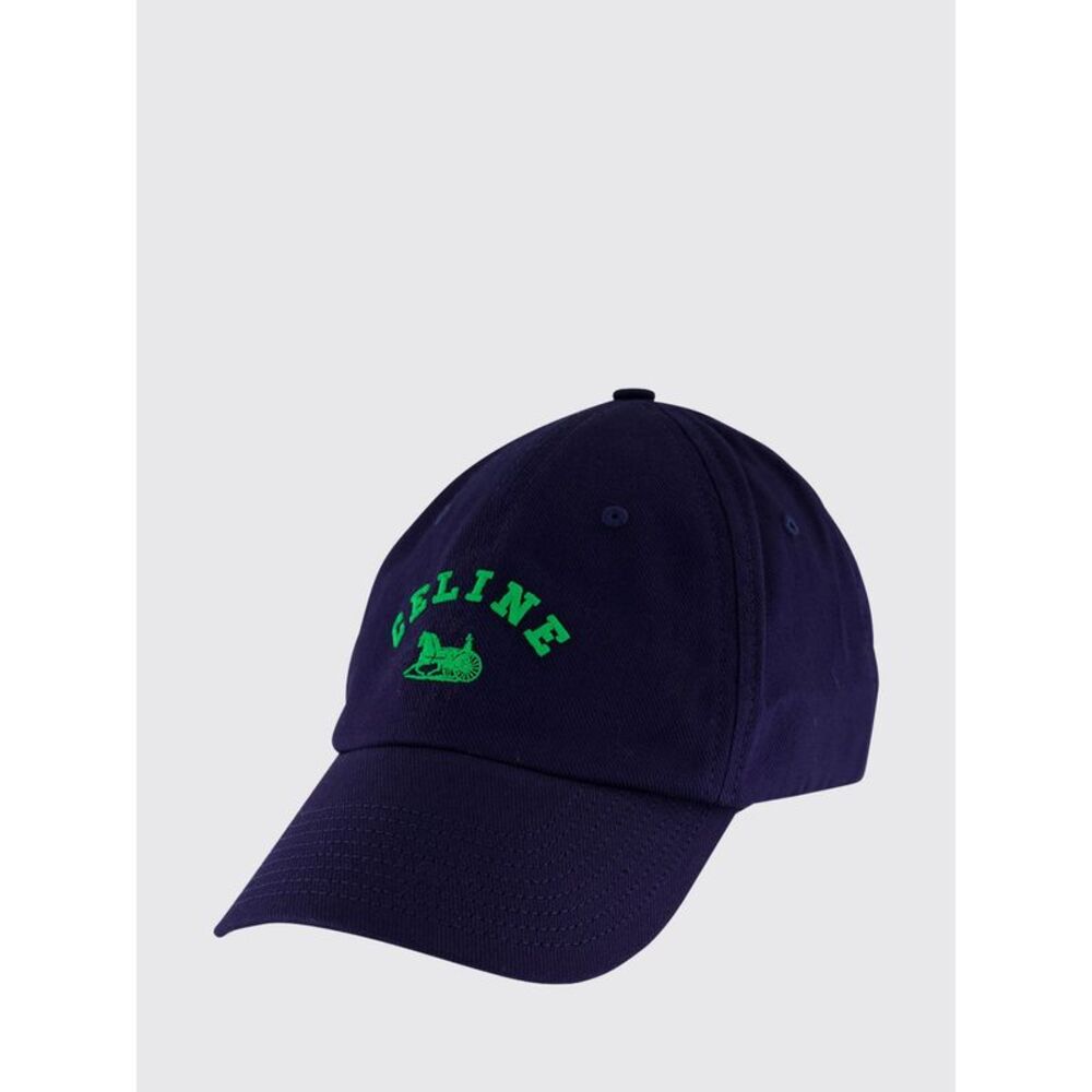 Celine Men Celine Cotton Baseball Cap With Contrasting Embroidered Logo